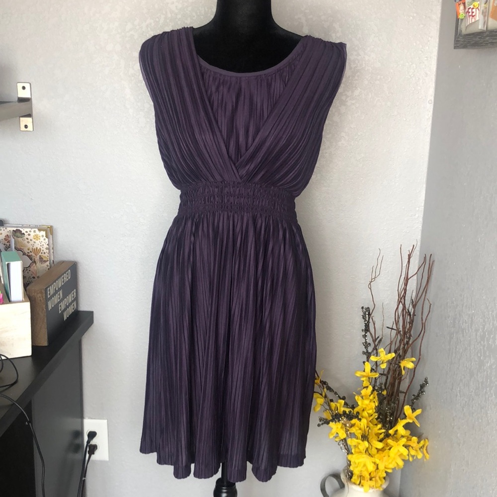 Simply Vera Plum Pleated Dress